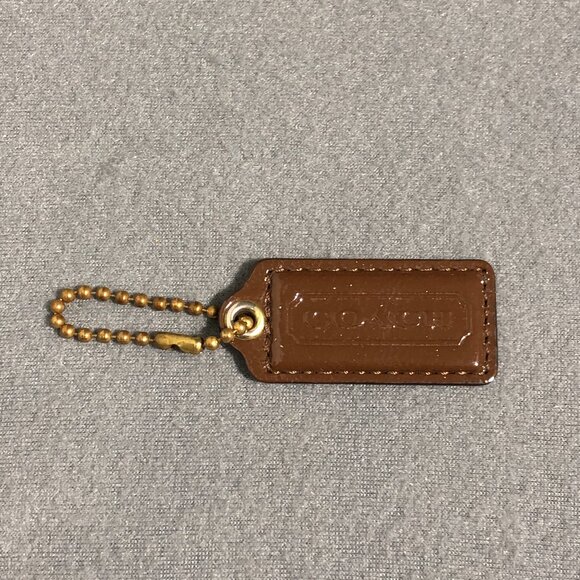 Coach Brown Patent Leather Hang tag 2" - Picture 1 of 4